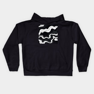 Monochrome Waves: Modern Abstract Ebb and Flow Kids Hoodie